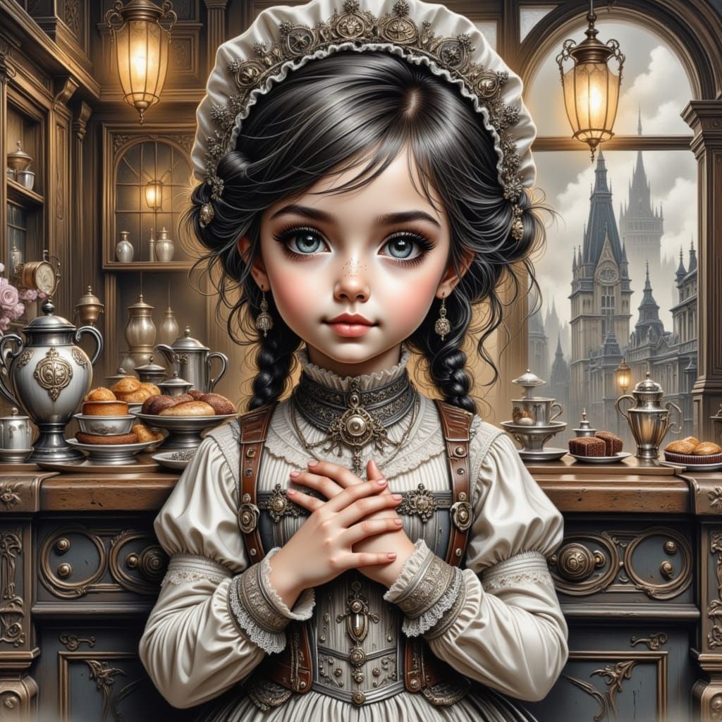 Steampunk Girl in 19th Century Style