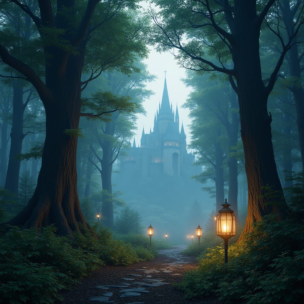 Mystical Narnia Forest in Detailed Matte Painting Style