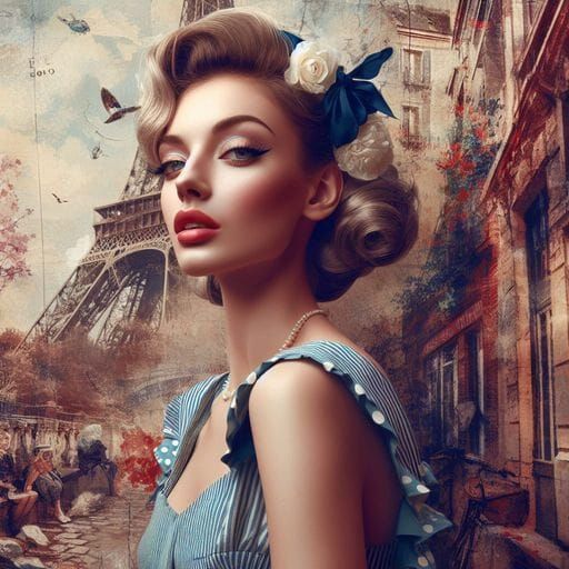 Elegant French Woman, Splash Art Style