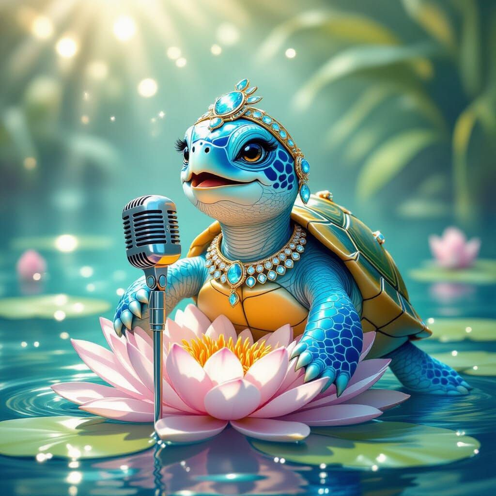 Turtle singing on Lotus Blossom Pond   @Andrearosalife