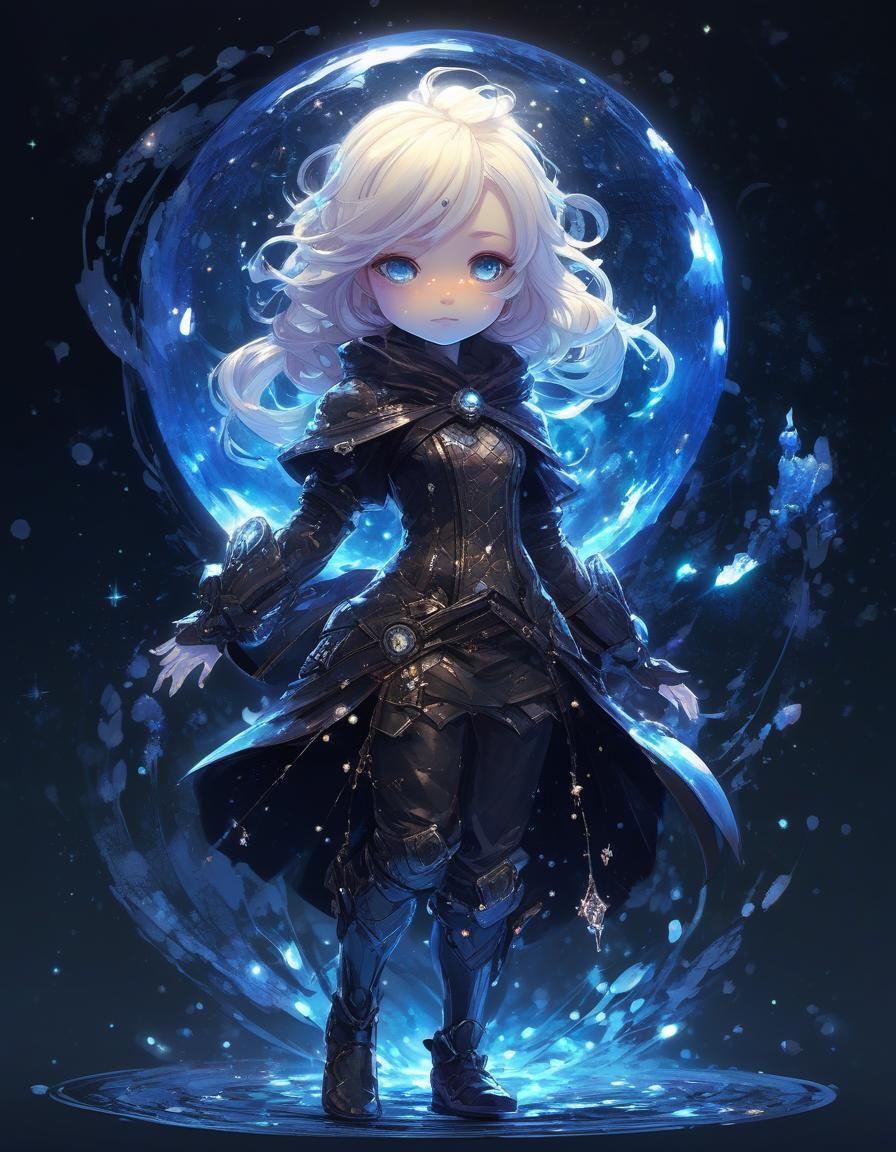 Chibi Mage Casting Magic in Fantasy Style