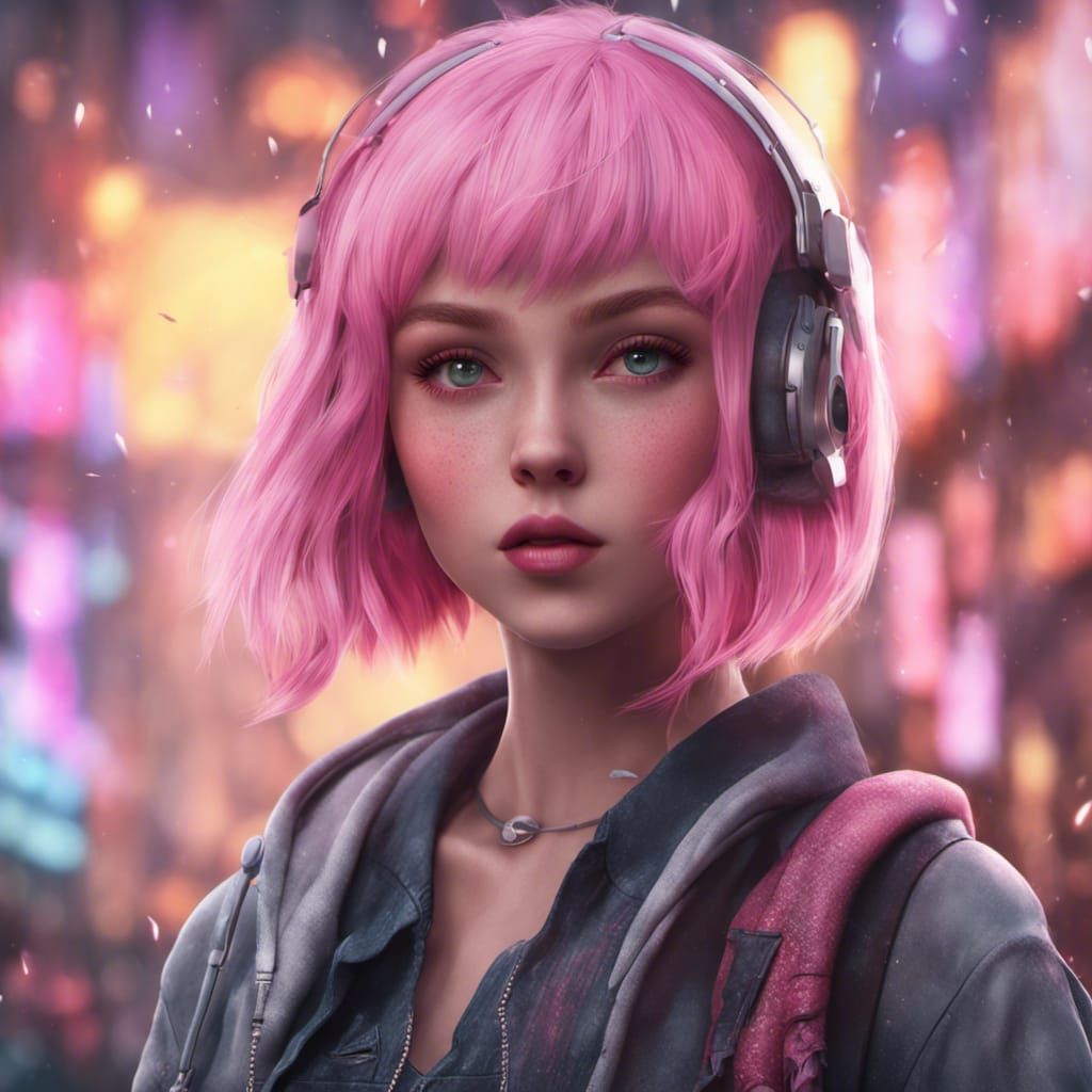 Pale Girl with Pink Hair: Fantasy Concept Art