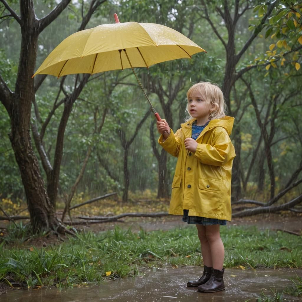 Girl in Storm with Umbrella: Fantasy Concept Art