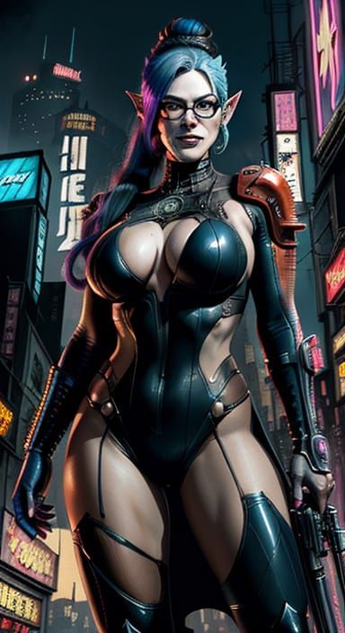 Cyberpunk Waifu Portrait in Elegant, Beautiful Style