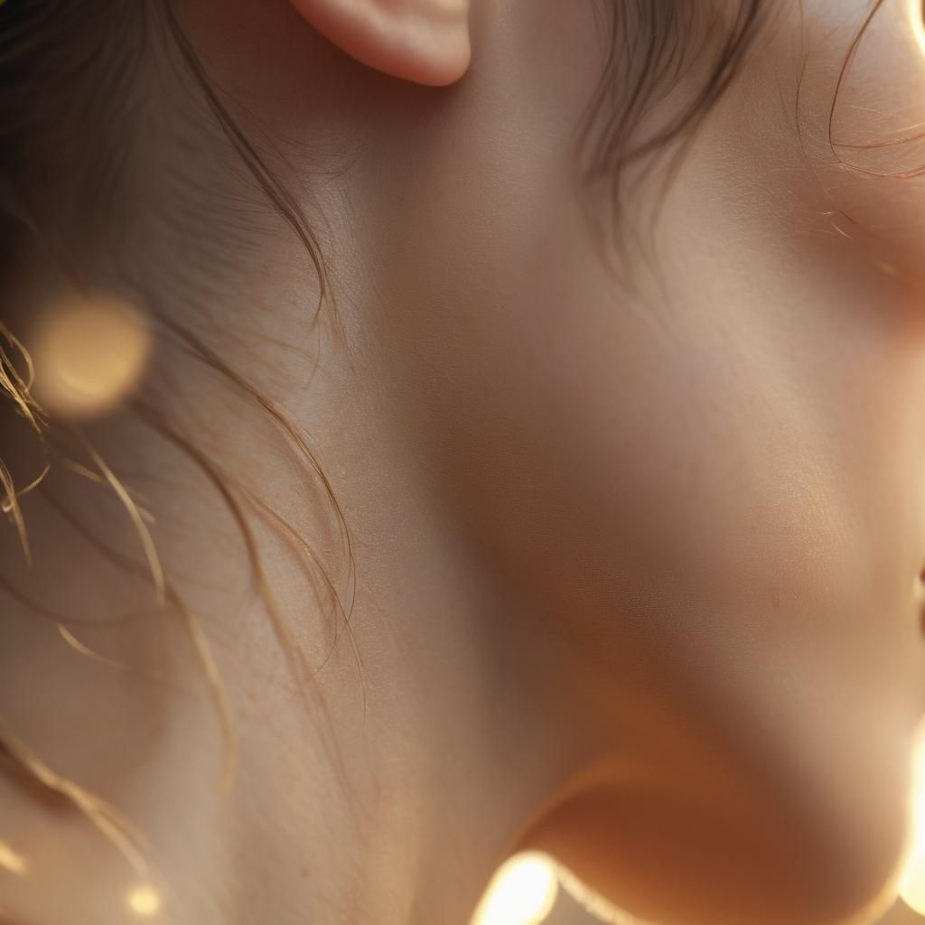 Detailed Macro Portrait of a Woman's Neck