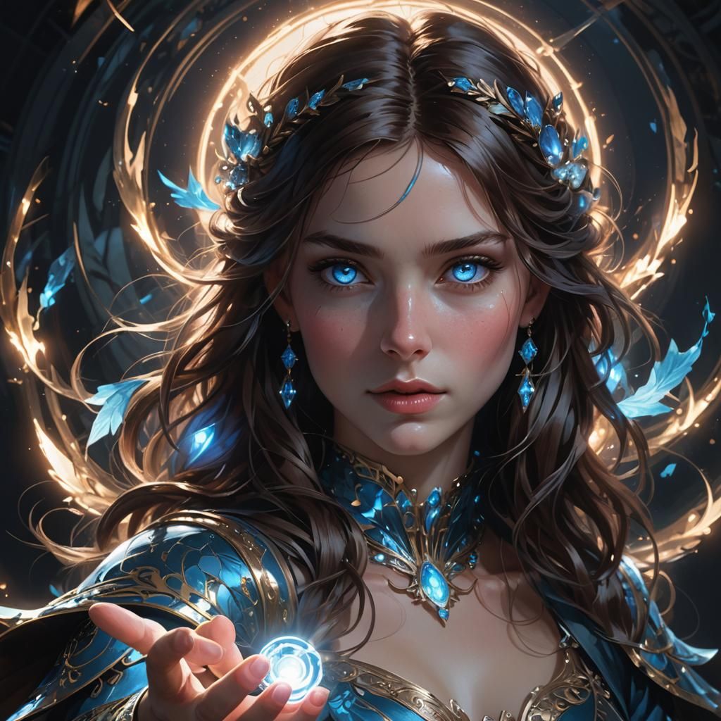 Girl with Magic Light Portrait in Digital Art Style