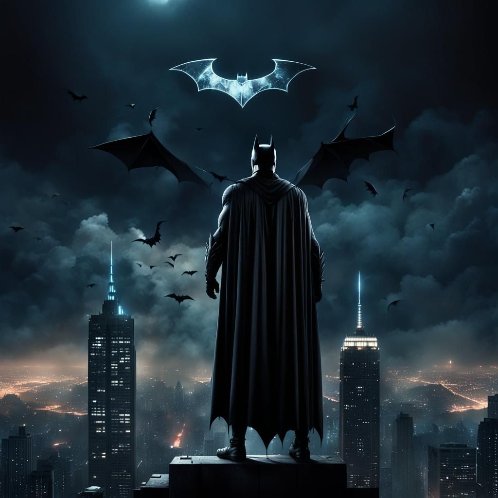 Batman on Dark Gotham Night: Digital Matte Painting