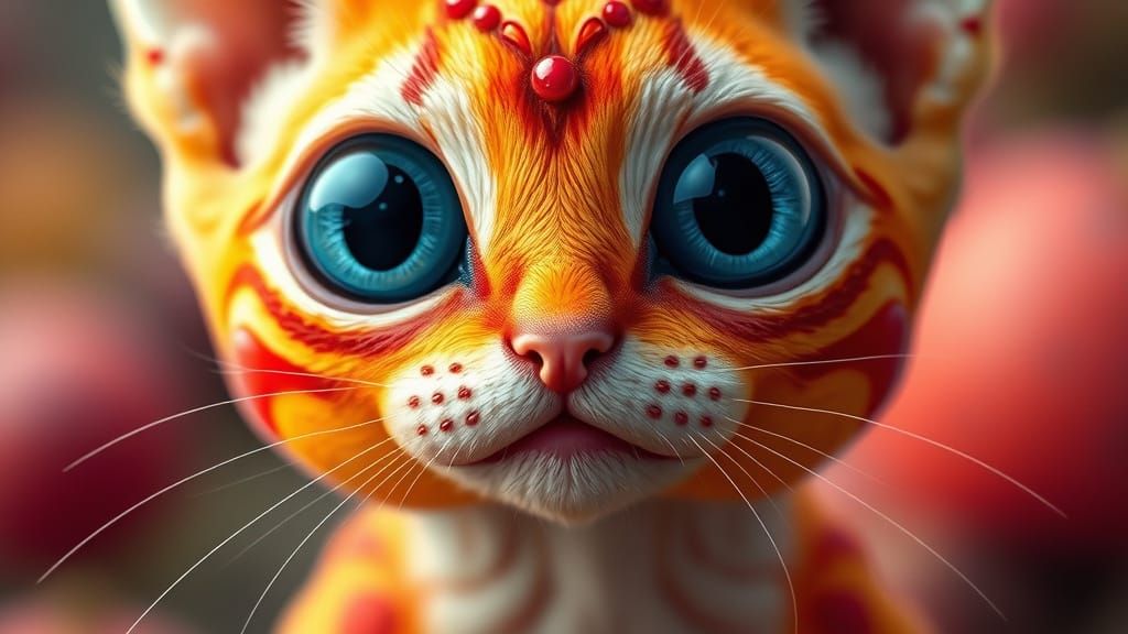 Alien Feline Fruit Hybrid in Digital Art Style