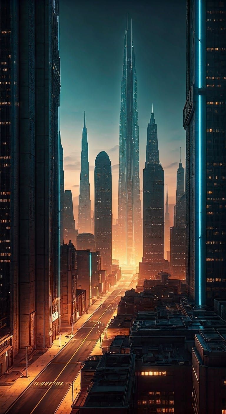 Futuristic Metropolis at Dusk: Hyper-Realistic 8K Render