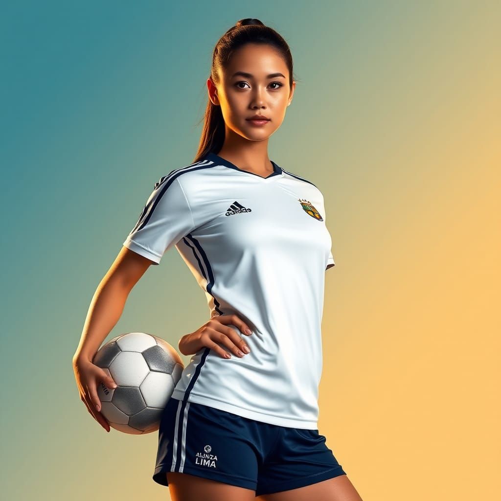 Attractive Woman in Soccer Jersey Concept Art