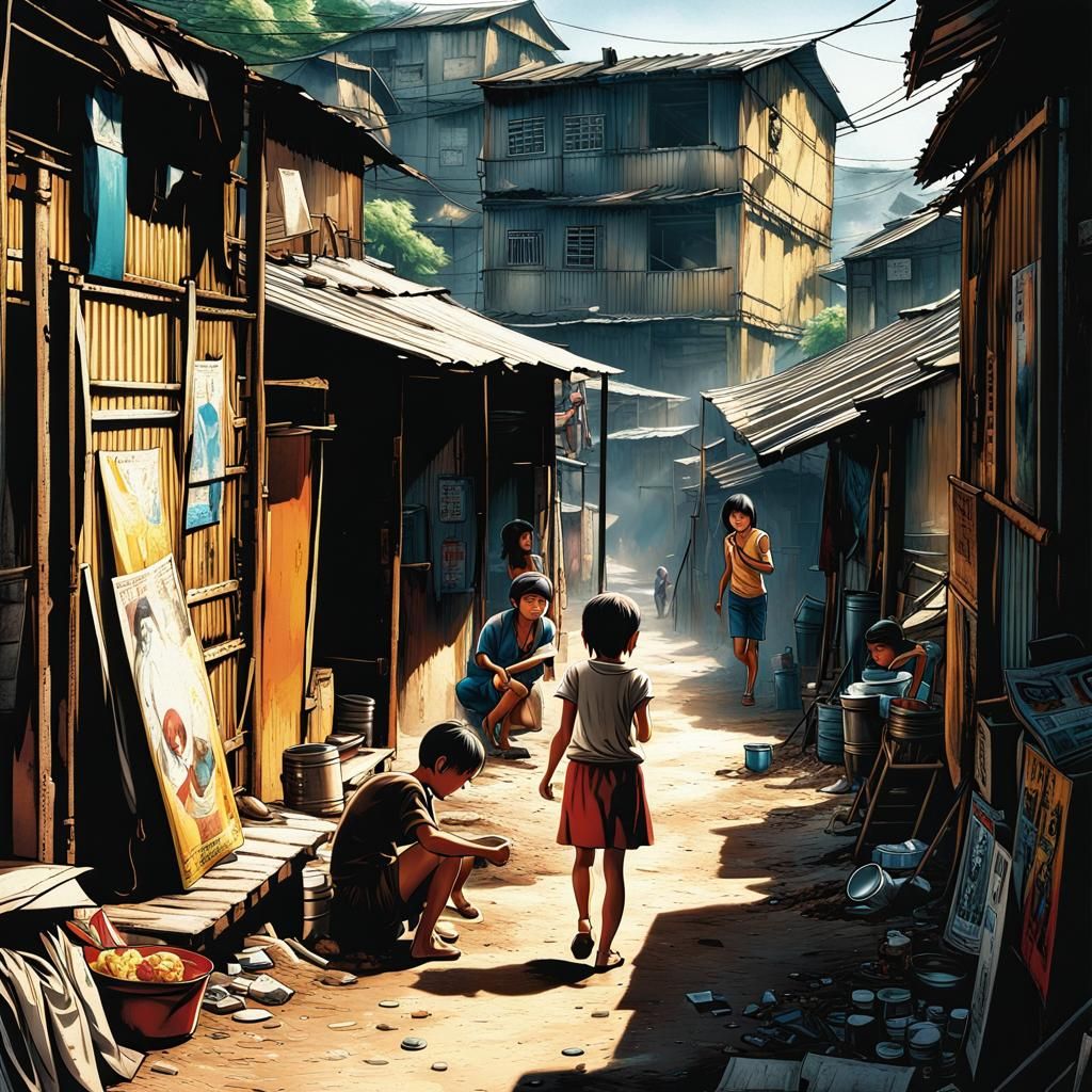 Slum Scene: Anime-Style Street Life