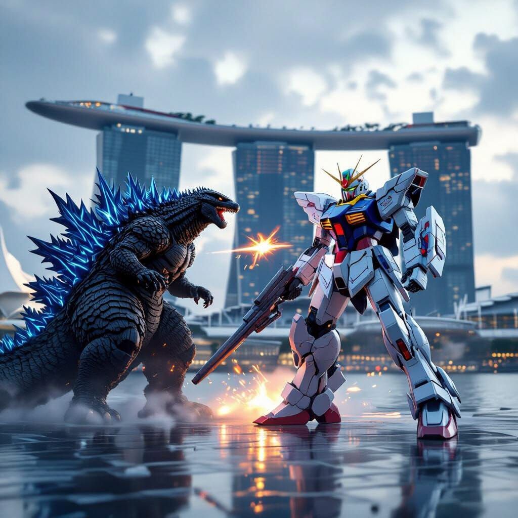 Gundam vs Godzilla Epic Battle in Singapore