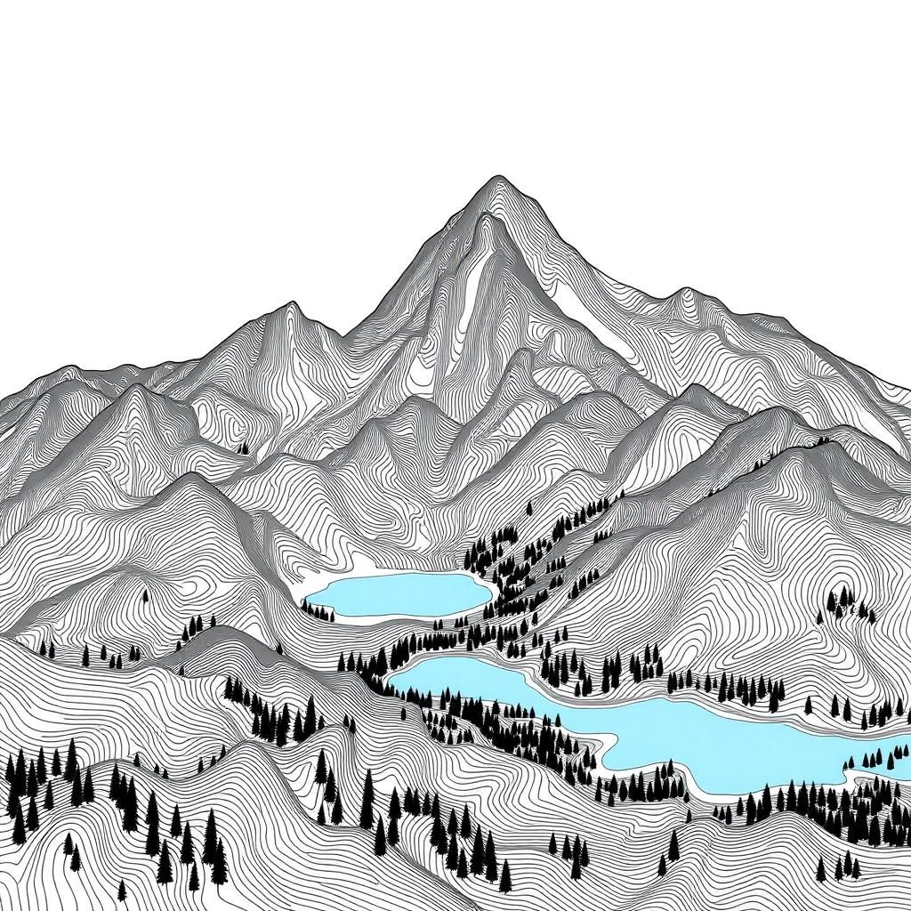 Abstract Mountain Landscape in Contemporary Cartographic Sty...