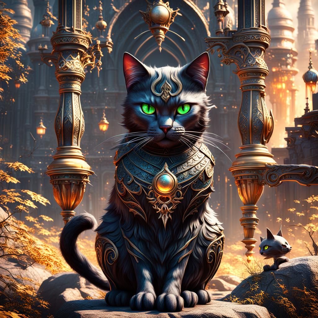 Fantastical Black Cat Matte Painting