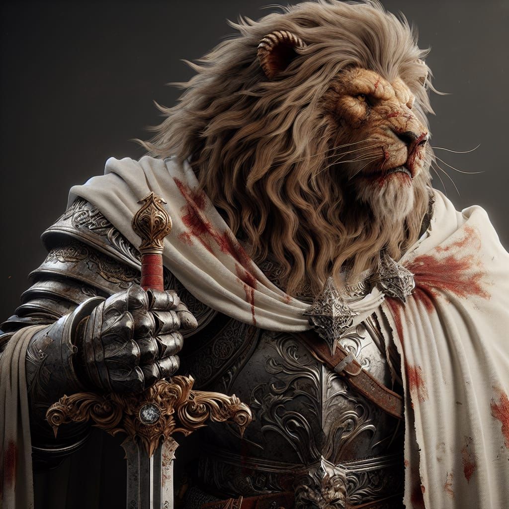 Lion Knight in Armor, Fantasy Concept Art