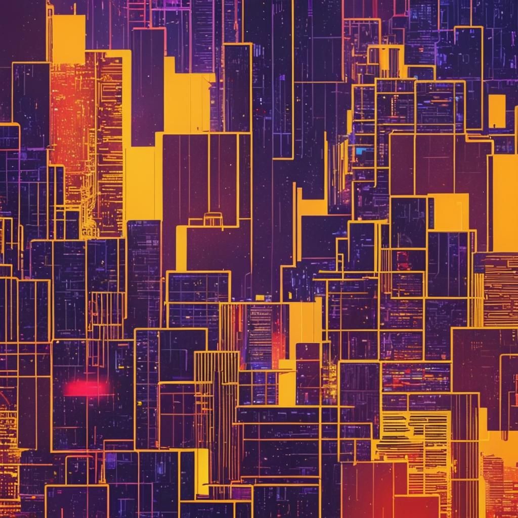 Glitched Neofuturistic Landscape in Digital Art Style