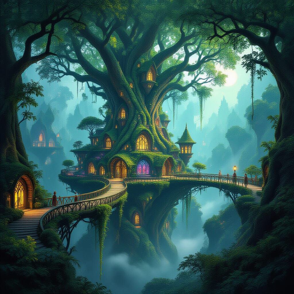 Enchanted Elven Forest City of Living Nature