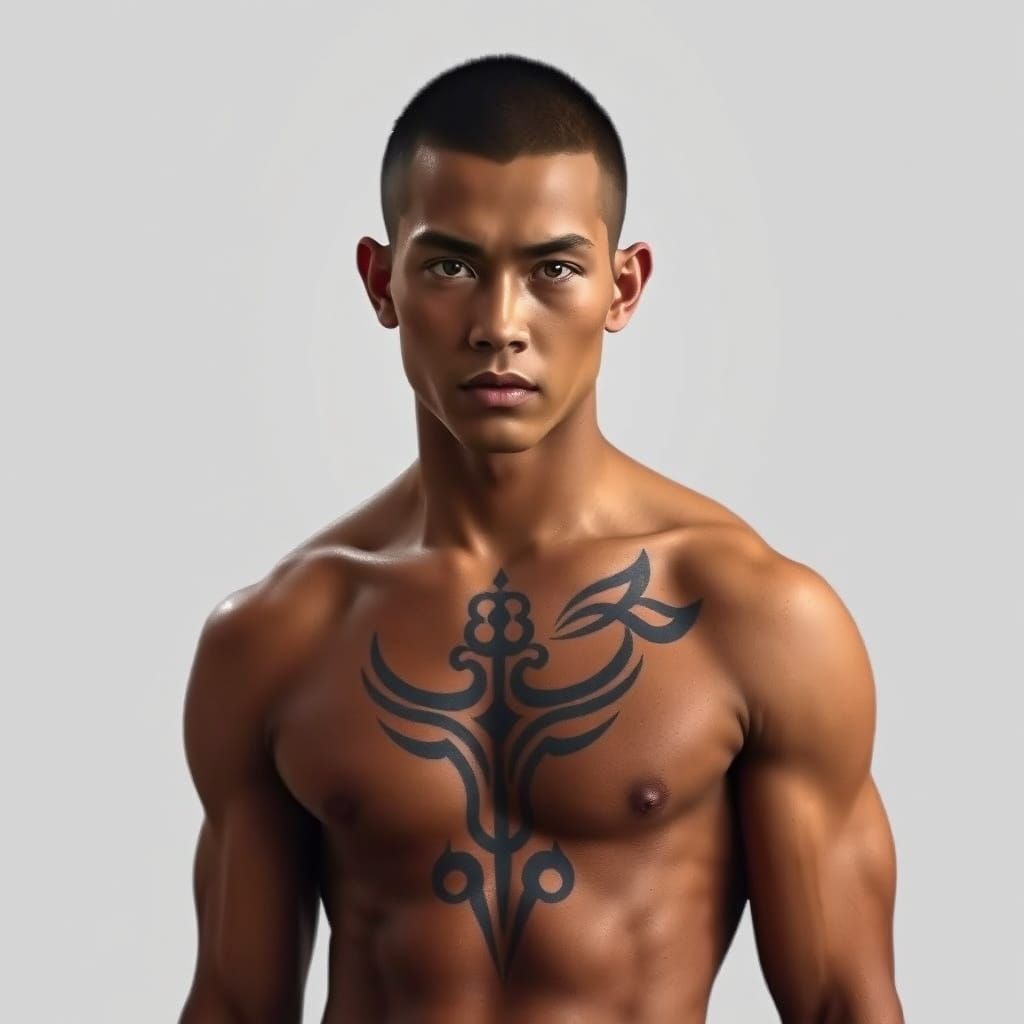 Young Philippine Military Cadet with Tribal Tattoo