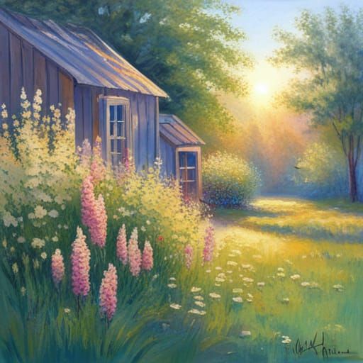 Tender Spring Flowers in Pastel Morning Light