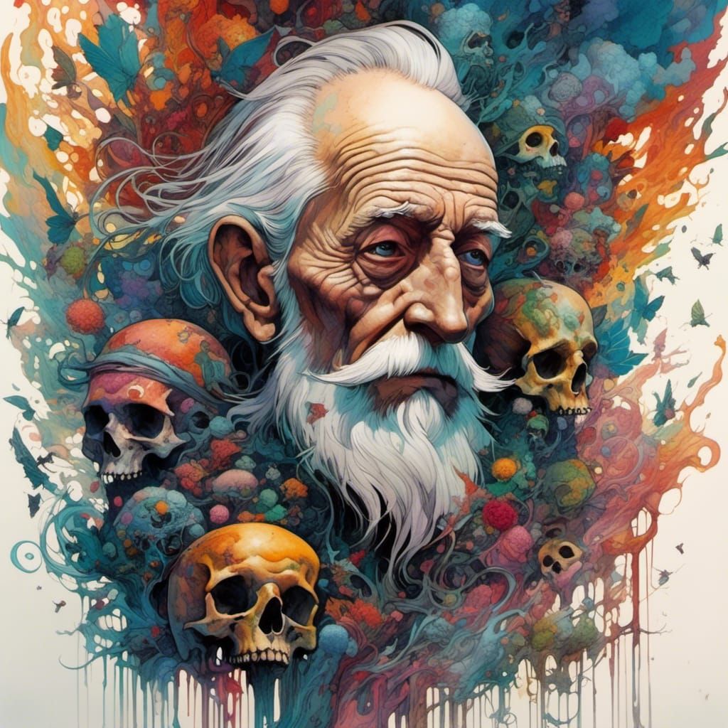 Macabre 3D Fantasy Art of an Old Man