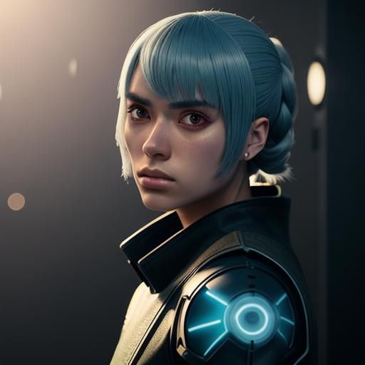 Anime Techno-Mage with Soft Lighting