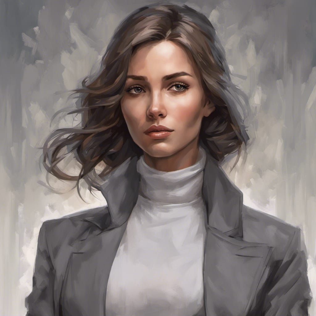 Brunette Woman Executive Portrait in Hyperdetailed Style