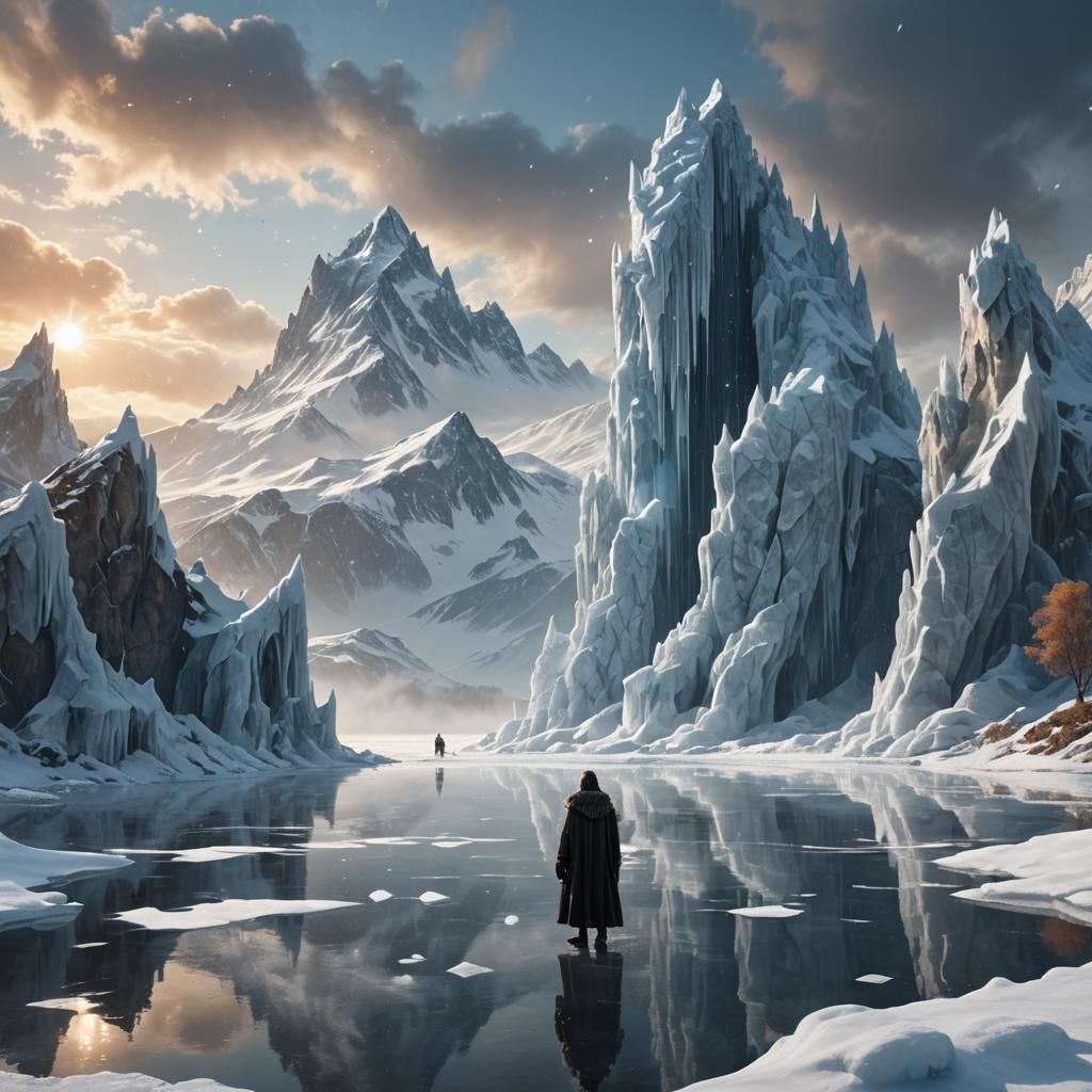 Epic Frozen Lake Landscape in Digital Art