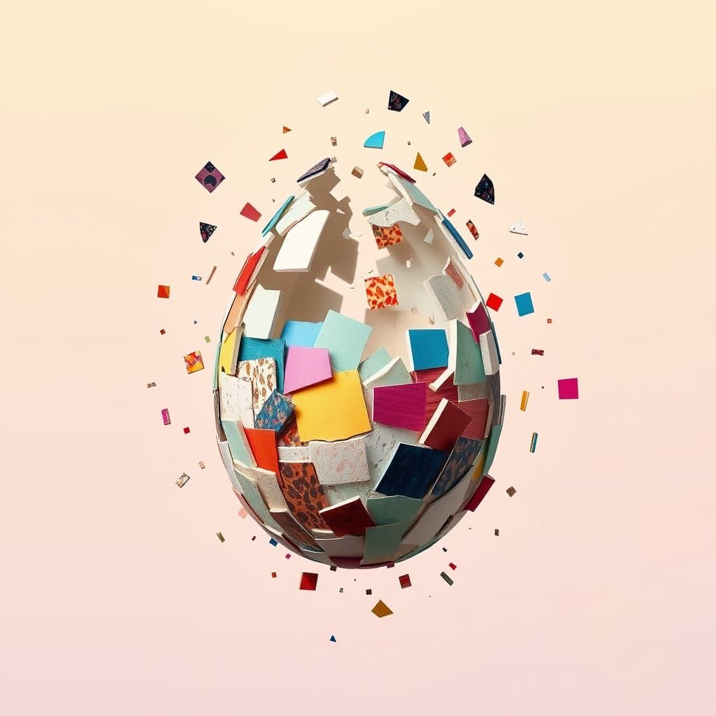 Vibrant Easter Egg Mosaic in Deconstructed Art Style