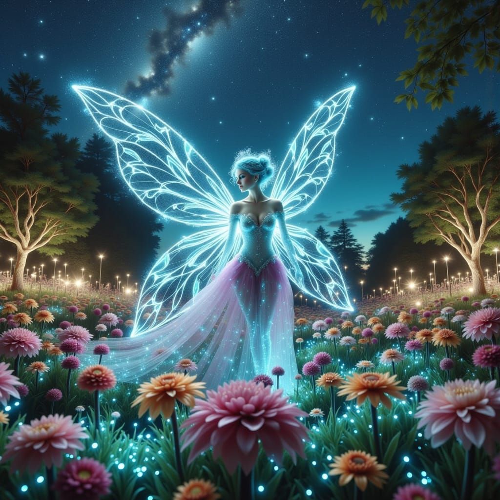 Fairy with Glistening Stained Glass Wings