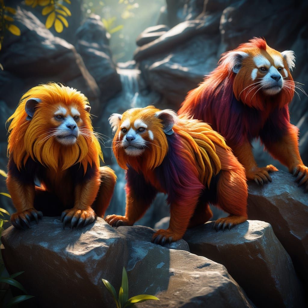 Vibrant Xenomorphs: Golden Hybrid Aliens in Dramatic Landsca...