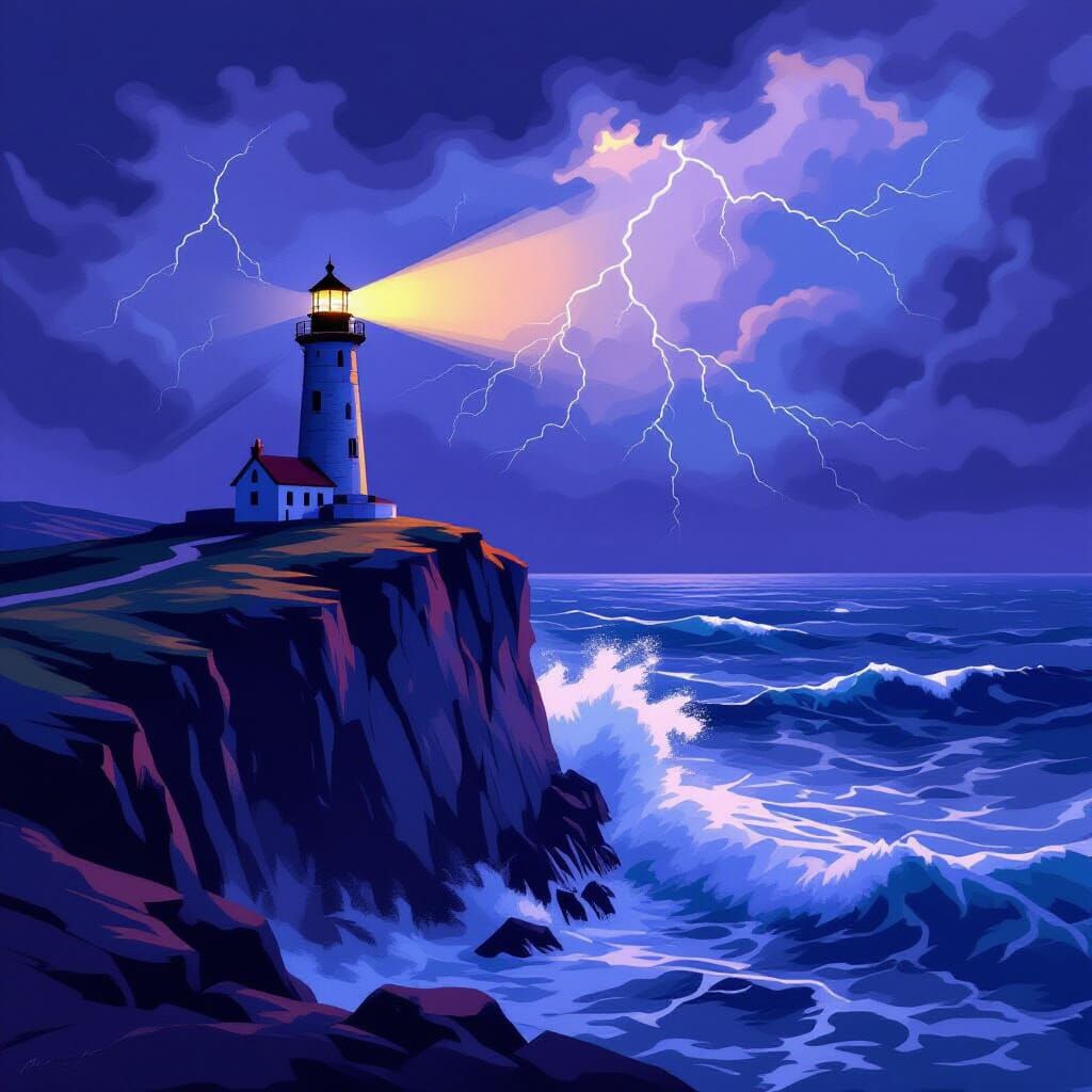 Lighthouse Resilience on Stormy Cliffs