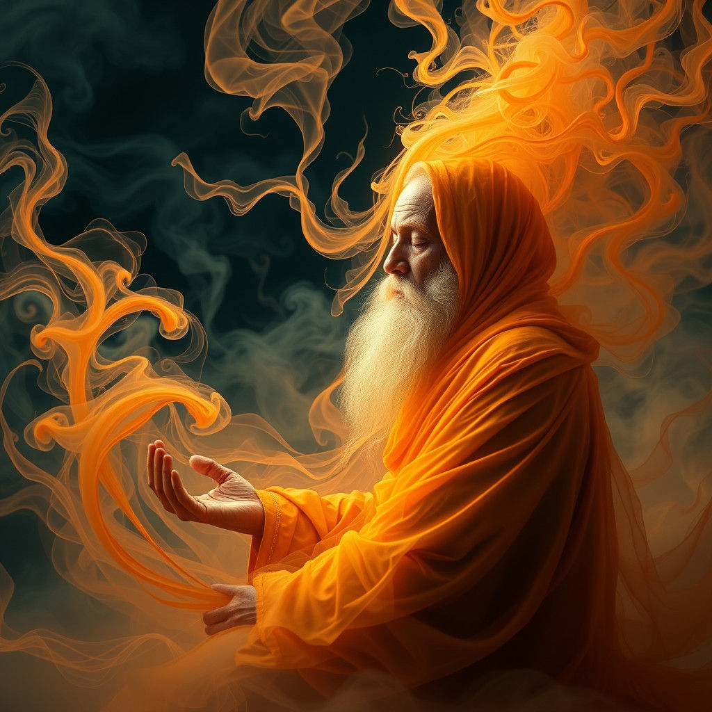 Ethereal Monk in Meditation: a Pre-Raphaelite Vision