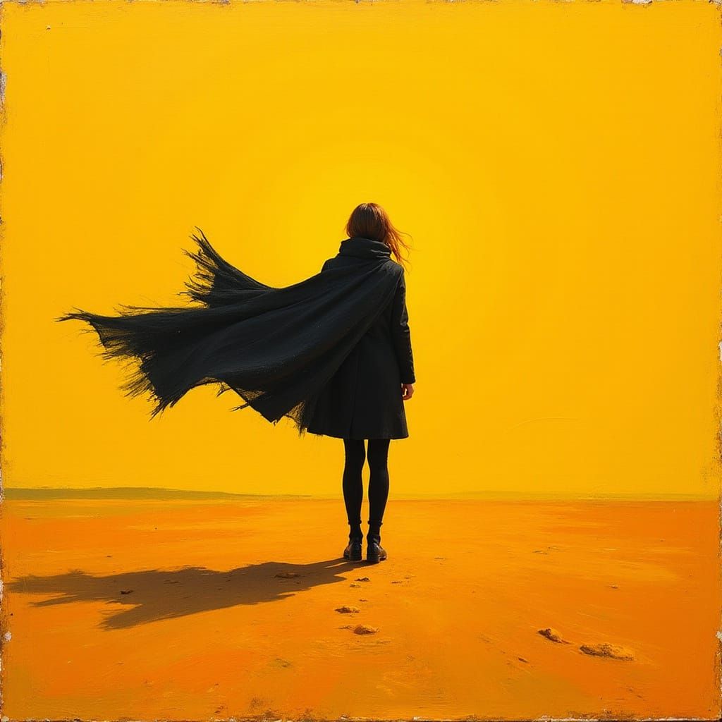 Woman in Vibrant Void Oil Painting