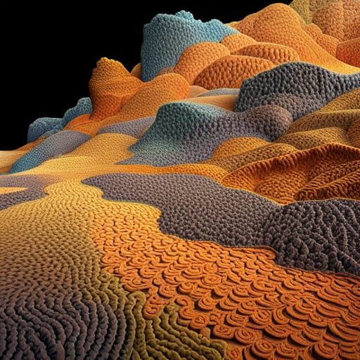 entire landscape crafted from yarn meticulous crochet imitat...