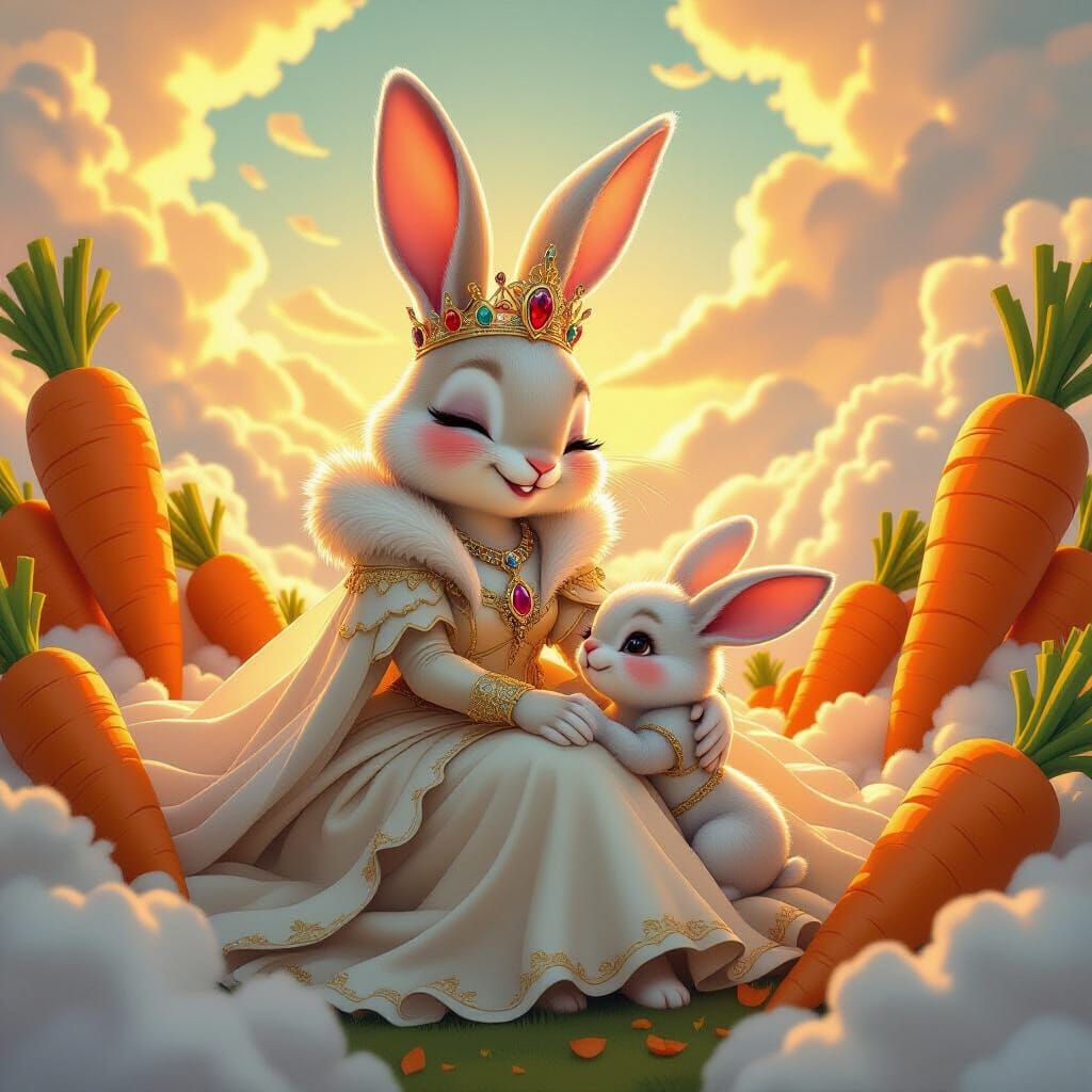 Rabbit Queen Comforts Child on Carrot Planet