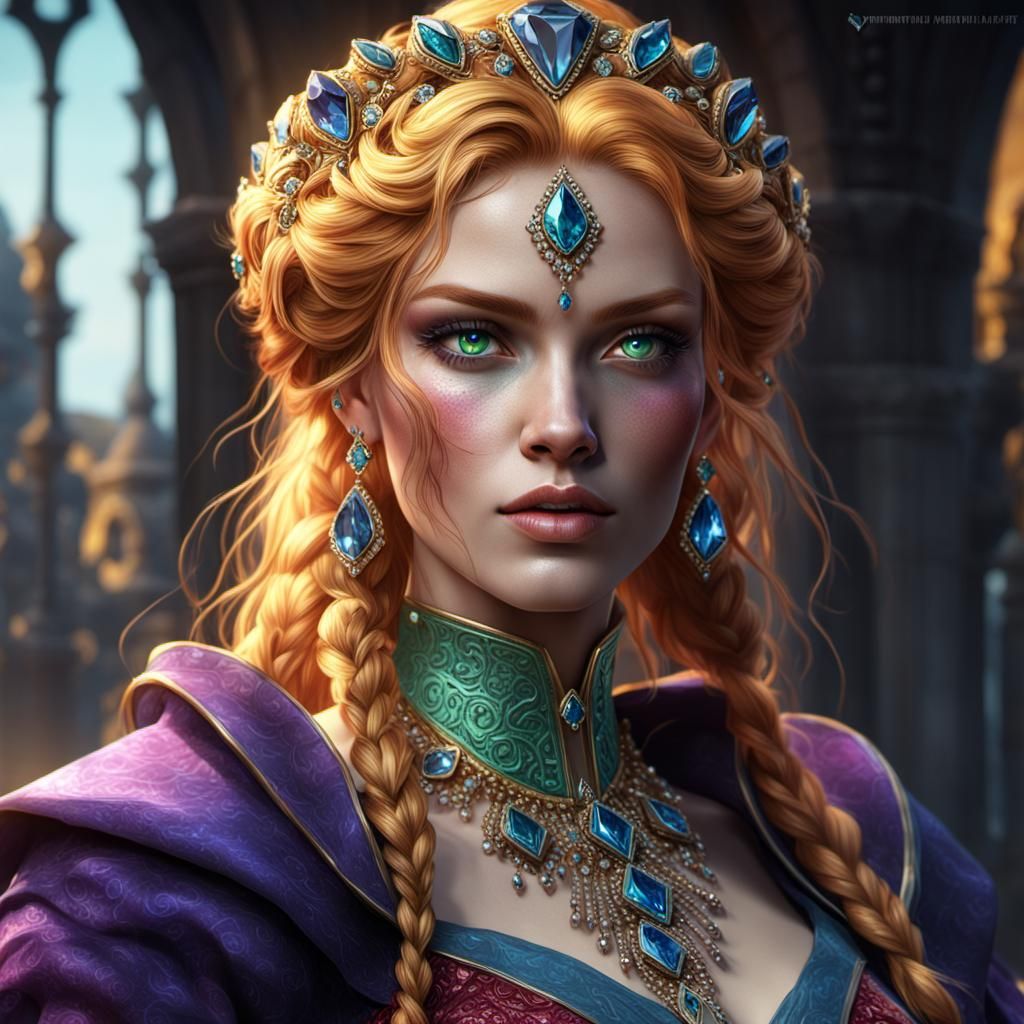 Medieval Woman with Jewels: Dark Fantasy Art