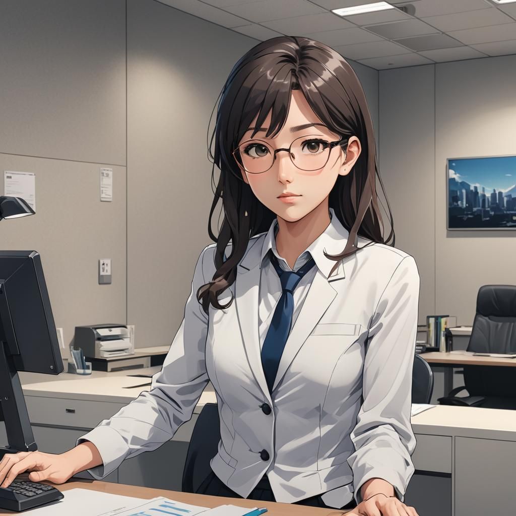 Anime Style Secretary at Front Desk