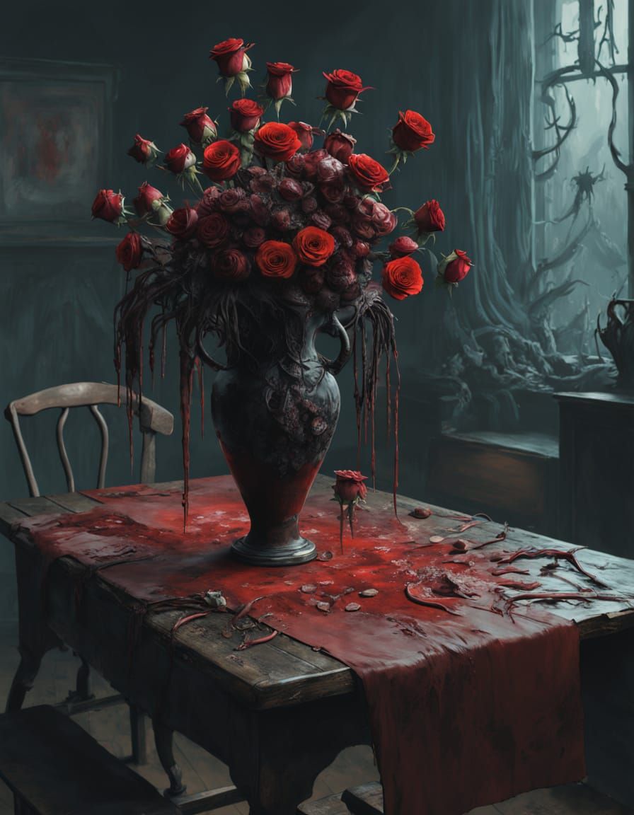 Haunted Rose Bouquet with Screaming Thorns