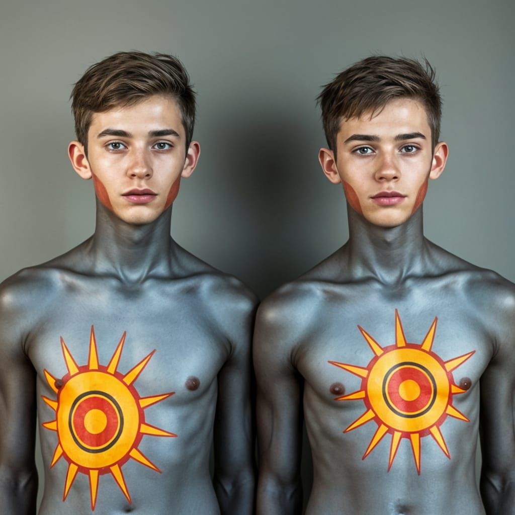 Identical Twins Paint Each Other in Unique Artistic Style