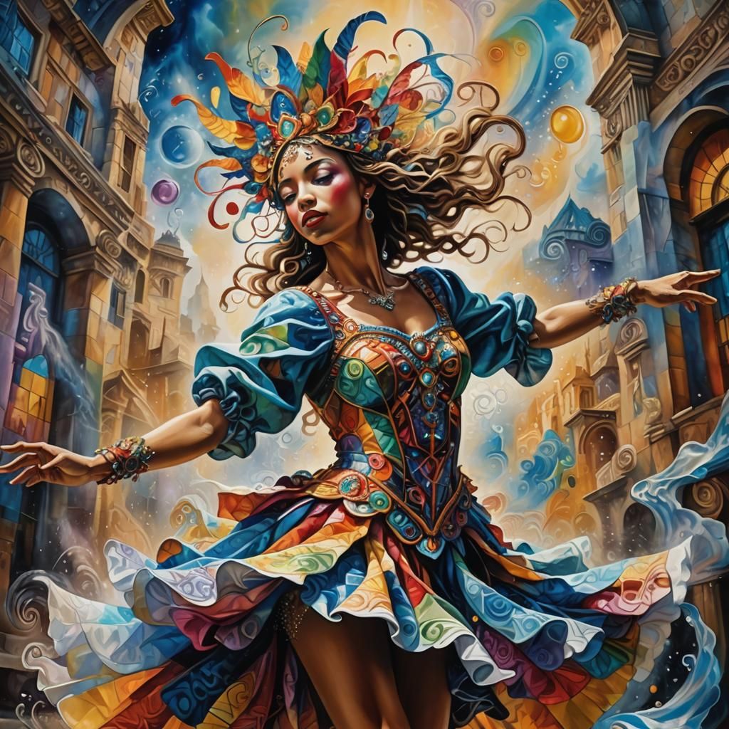 Surreal Dancer: Cubism Meets Impressionism in Splash Art