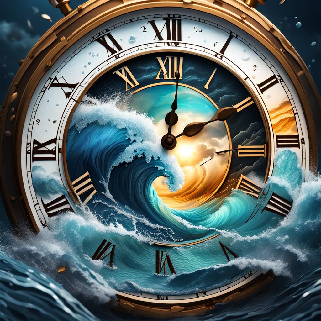 Stormy Ocean Waves in Clock Face: Splash Art