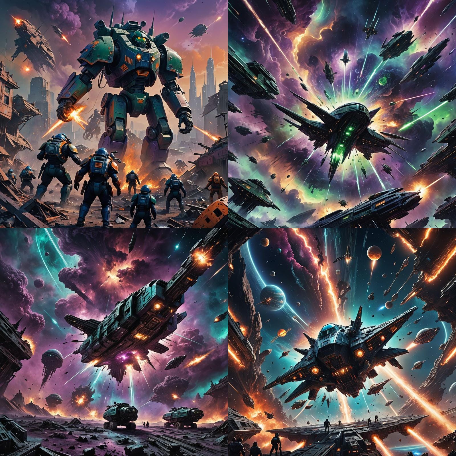 Epic Galactic War in Detailed Matte Painting