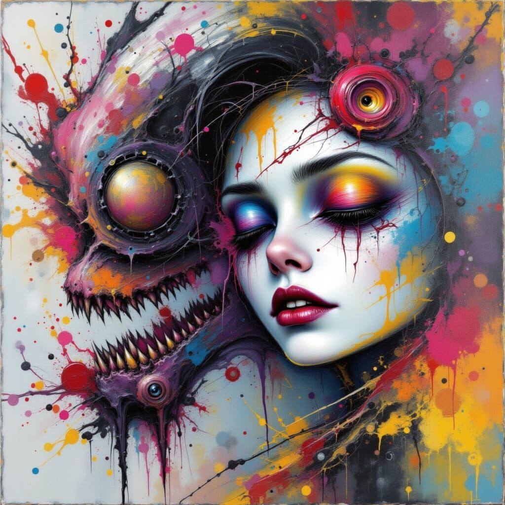 Beautiful Monster in Acrylic Gouache Style