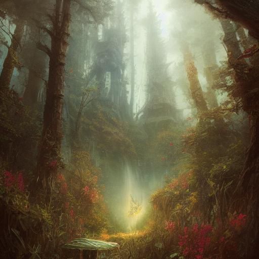 Fairy Surrounded by Flowers in Vivid Oil Painting