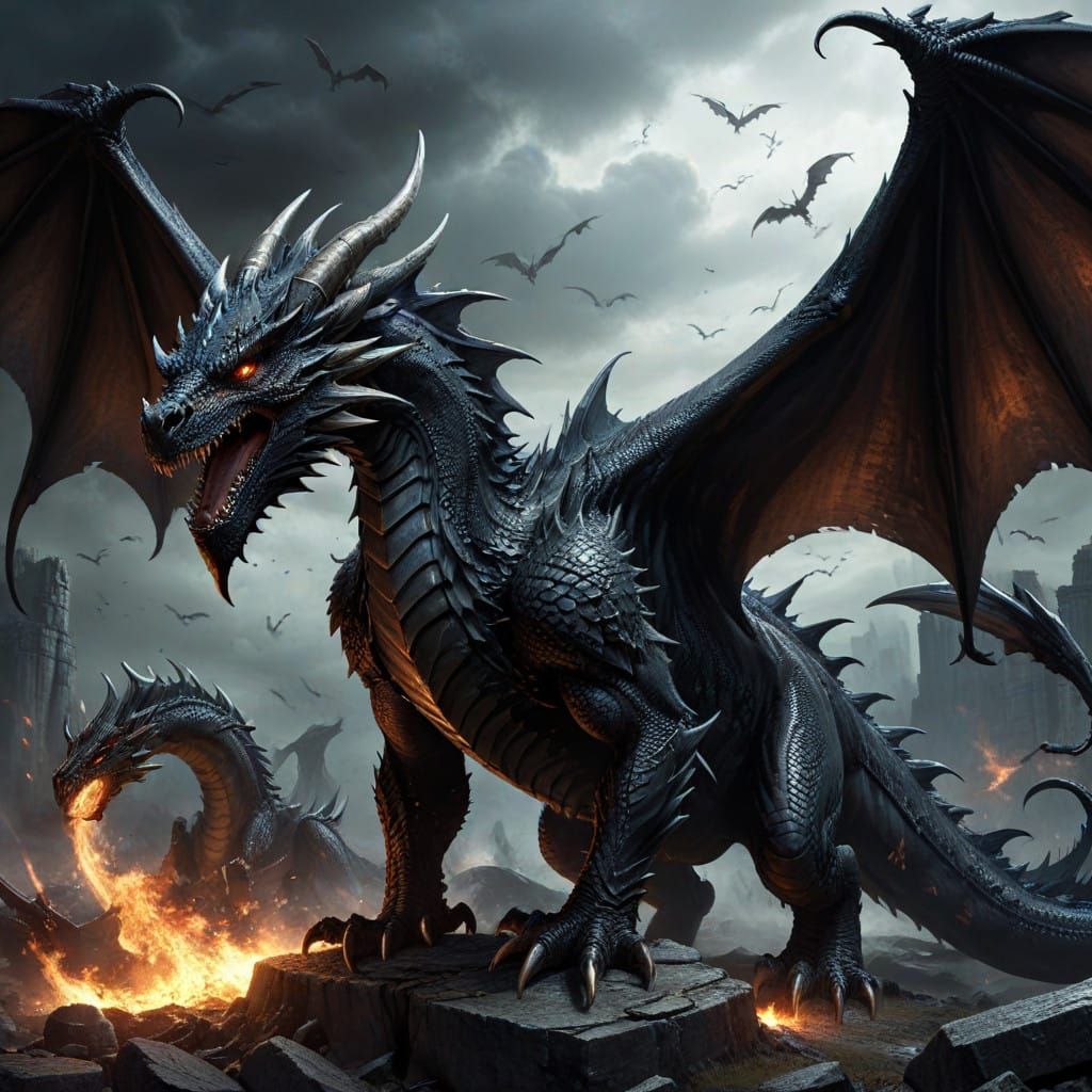Majestic Dark Dragon in Battle