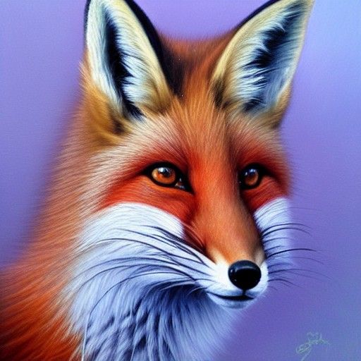 Realistic Fox Portrait in Oil Painting Style