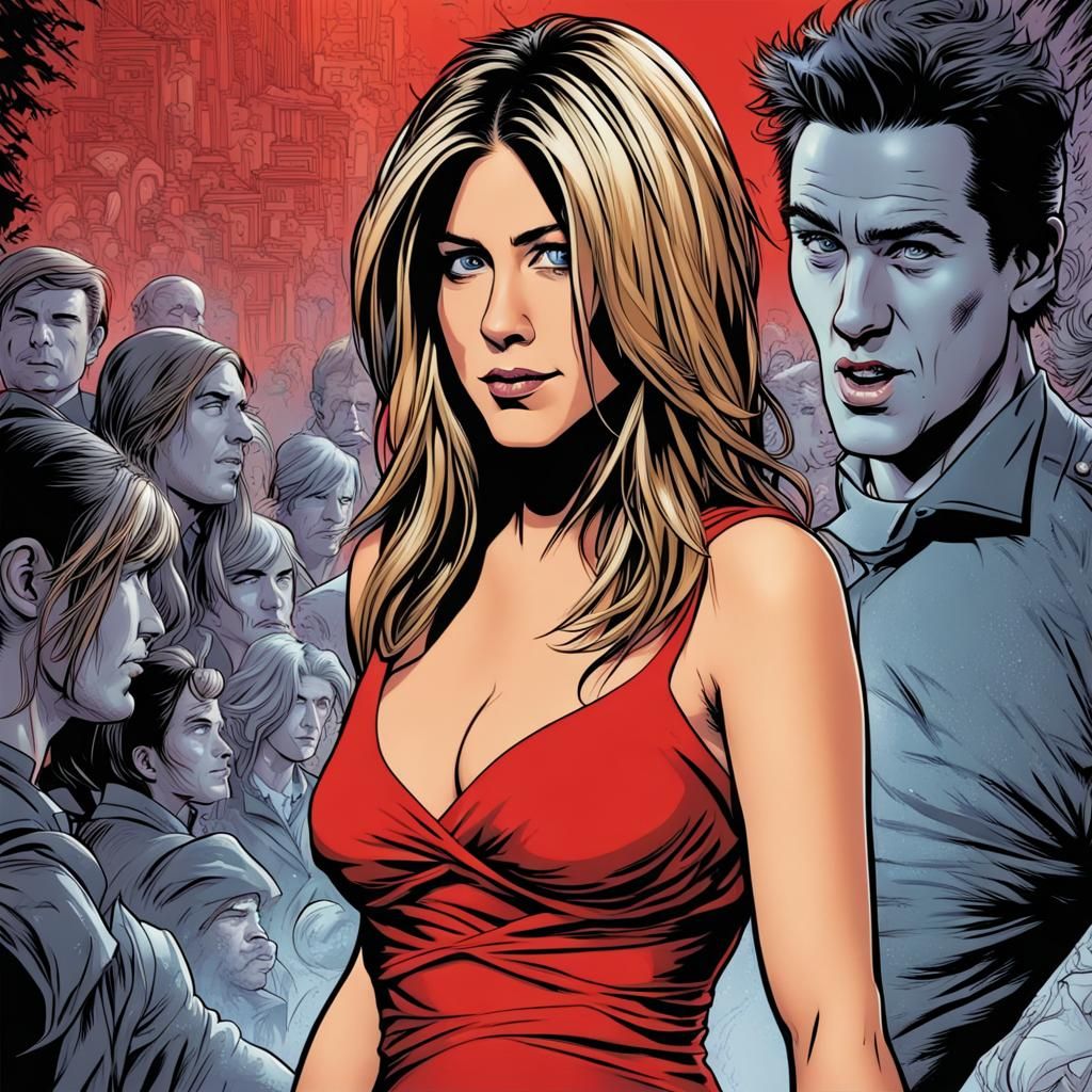Woman in Red Dress, Comic Book Art Style