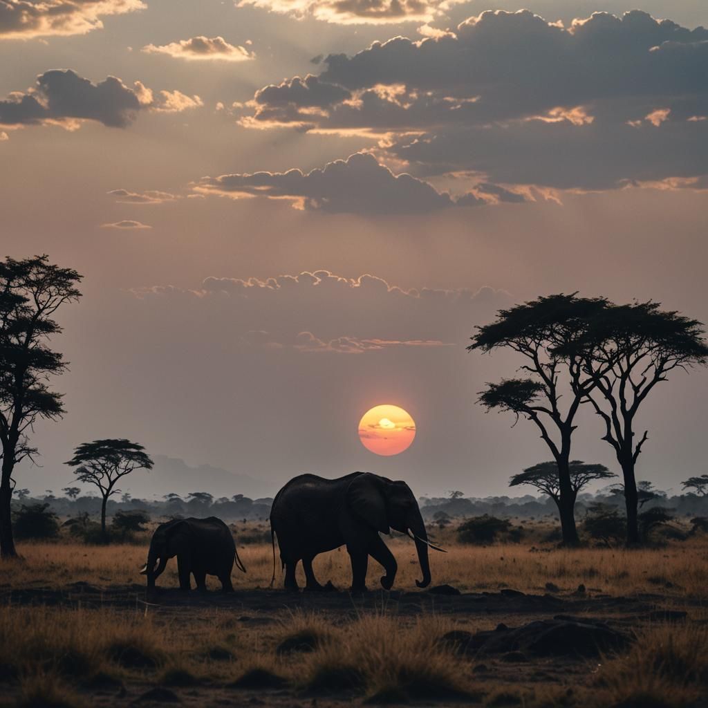 Dramatic Elephant Silhouette at Sunset