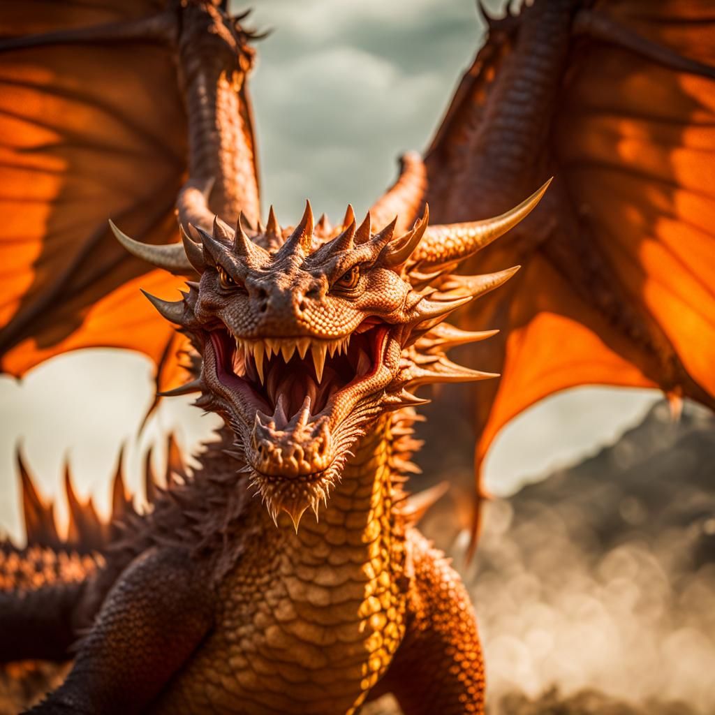 Fearsome Orange Dragon in High-Definition Photograph