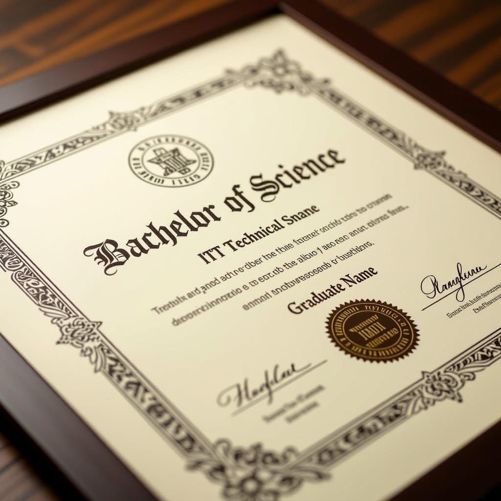 Realistic Bachelor's Degree Certificate from ITT Technical I...